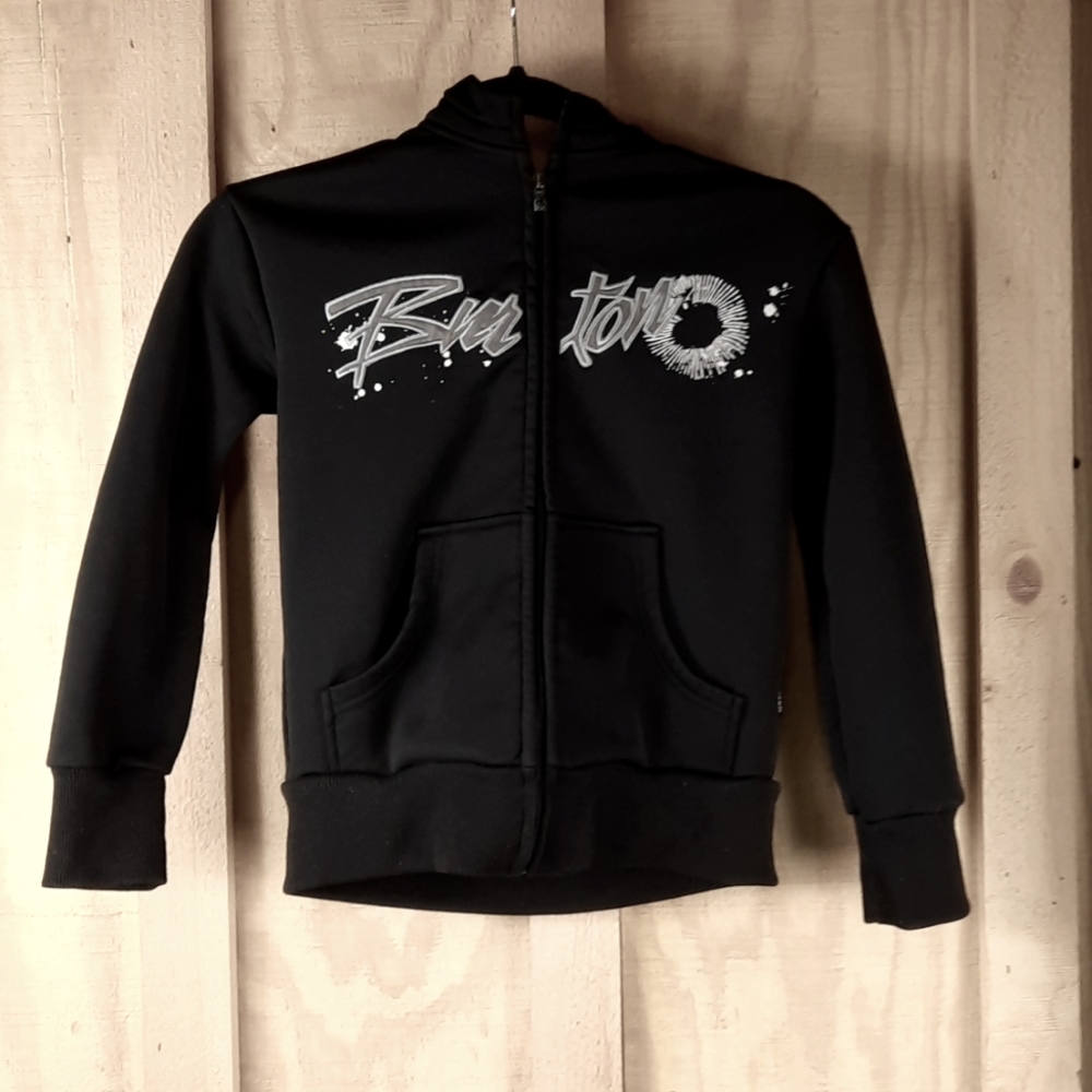 Size 9 Burton Boy's Black Jacket Full Zip With Spell-Out Logo on Front